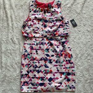 Vince Camuto Geometric Diamond White Dress NWT